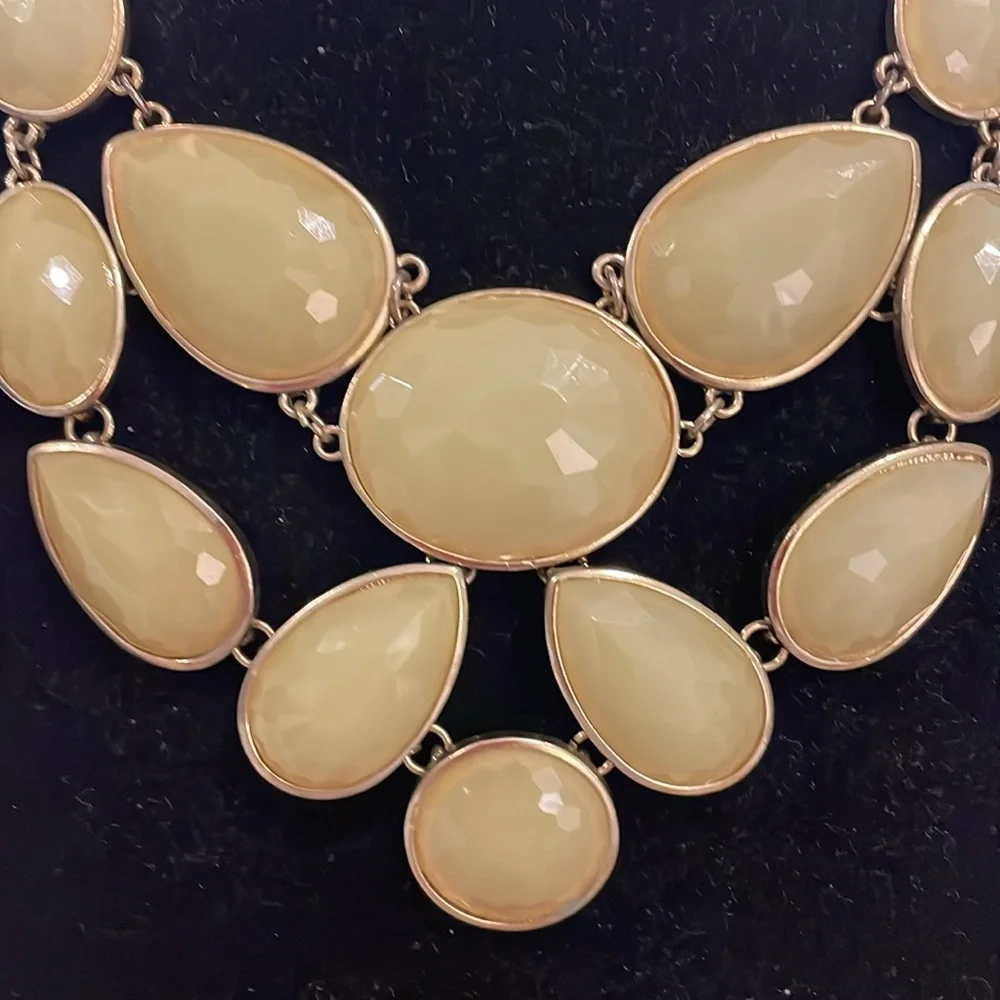 Vintage Gold Tone Green Pendant Bib Choker Collar Statement Necklace - Picture 2 of 4